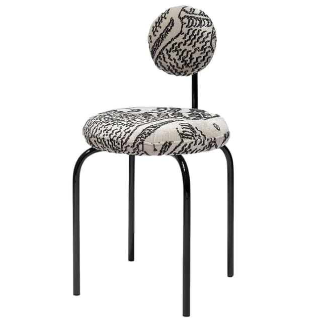 Light Beige Steel Chair with Bouclé Upholstery, Mid-Century Modern, 2020s - DIMENSION