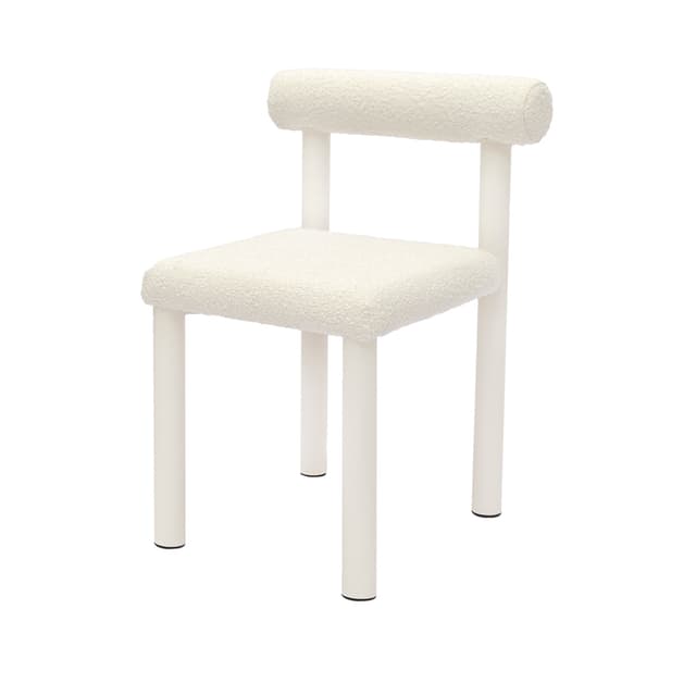 Light Beige Steel Chair with Bouclé Upholstery, Mid-Century Modern, 2020s - DIMENSION