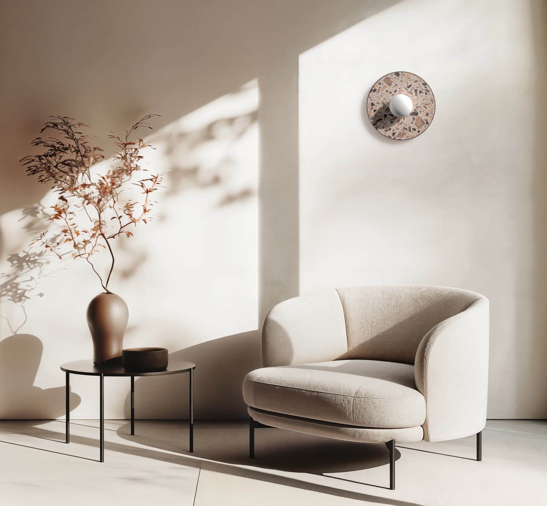 Kinkiet okrągły LEGRA IP44, kremowy, Kaspa x Wojciech Mierzwa - 63065