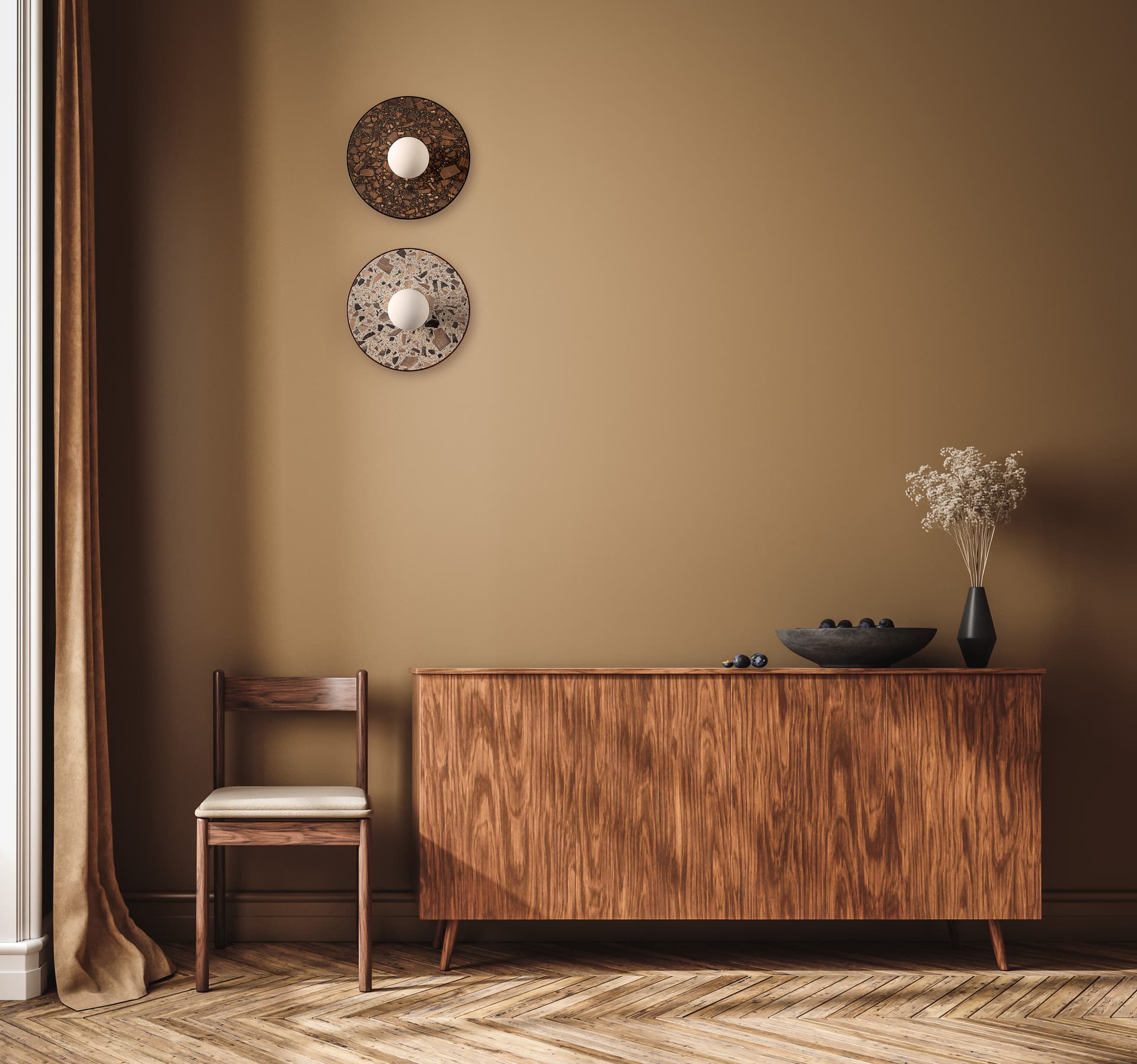 Kinkiet okrągły LEGRA IP44, ciemny brąz, Kaspa x Wojciech Mierzwa - 63081