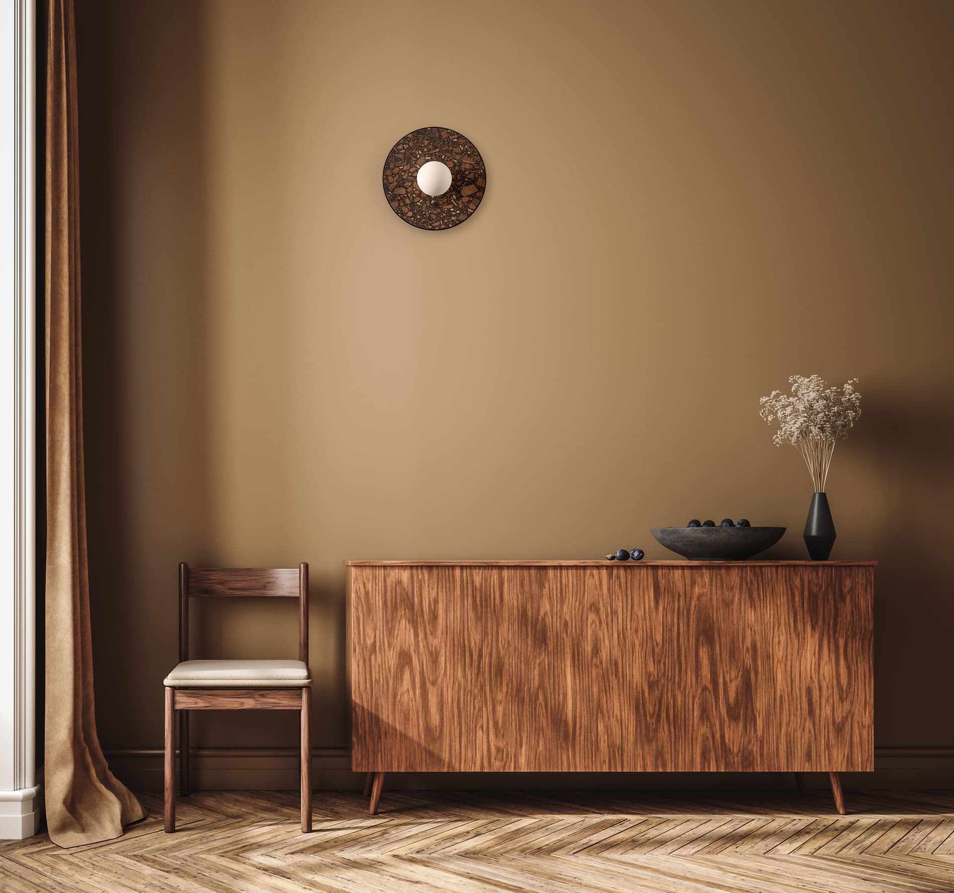 Kinkiet okrągły LEGRA IP44, ciemny brąz, Kaspa x Wojciech Mierzwa - 63080