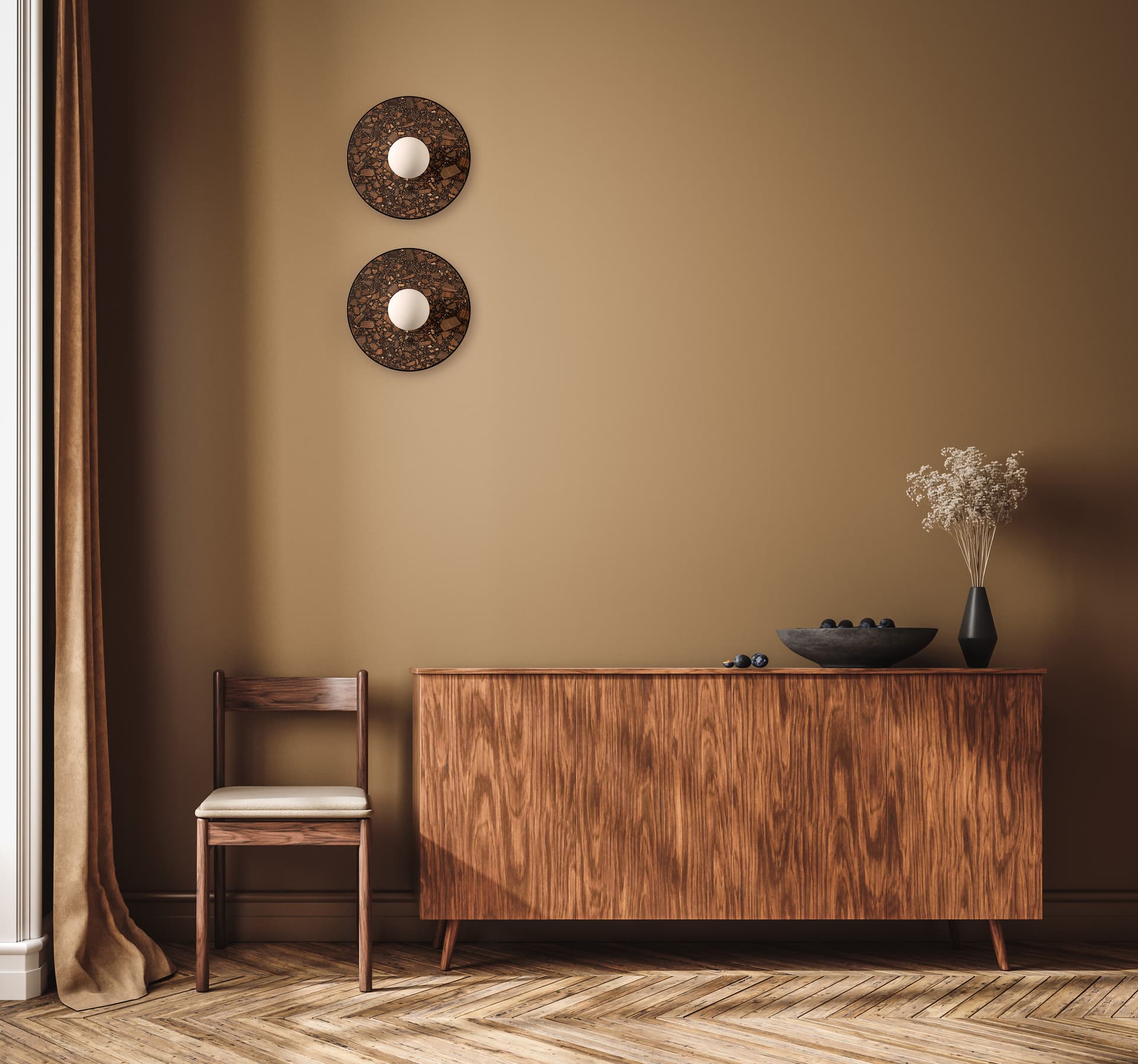 Kinkiet okrągły LEGRA IP44, ciemny brąz, Kaspa x Wojciech Mierzwa - 63082