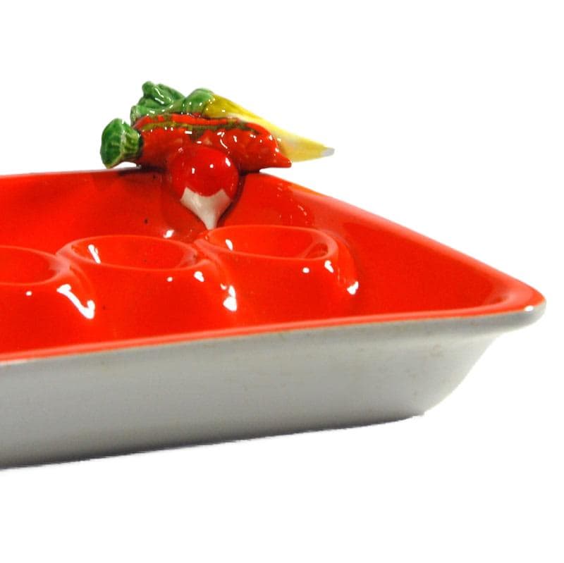 Czerwona ceramiczna patera stołowa, Mancioli, Włochy, lata 60. - 5476