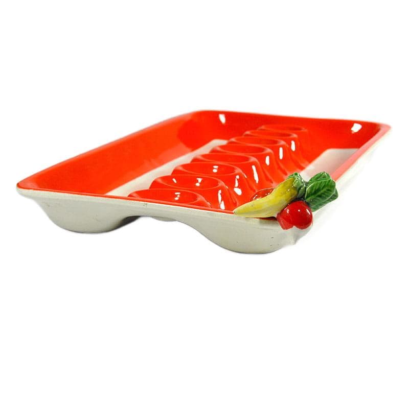 Czerwona ceramiczna patera stołowa, Mancioli, Włochy, lata 60. - 5472