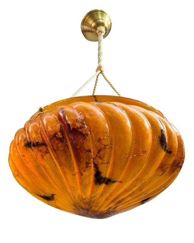 Lampa ampla Art Deco, szkło pomarańczowy, lata 20. - WYMIARY