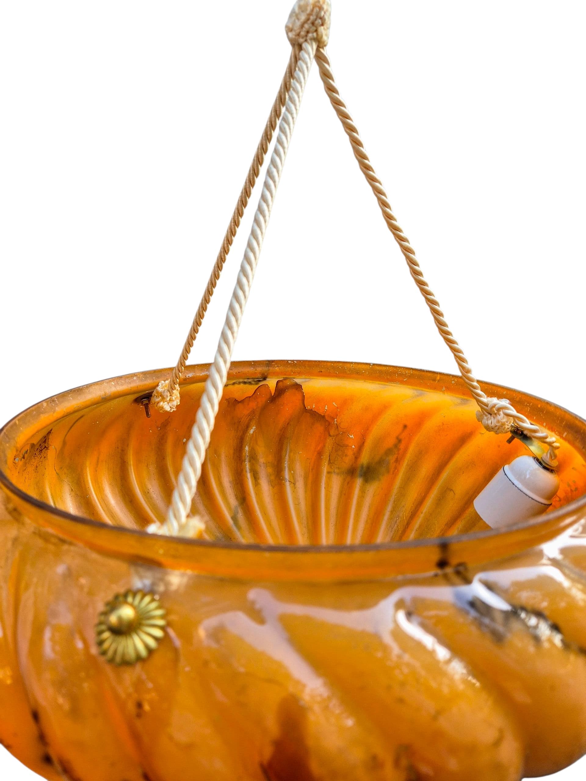 Lampa ampla Art Deco, szkło pomarańczowy, lata 20. - 63157