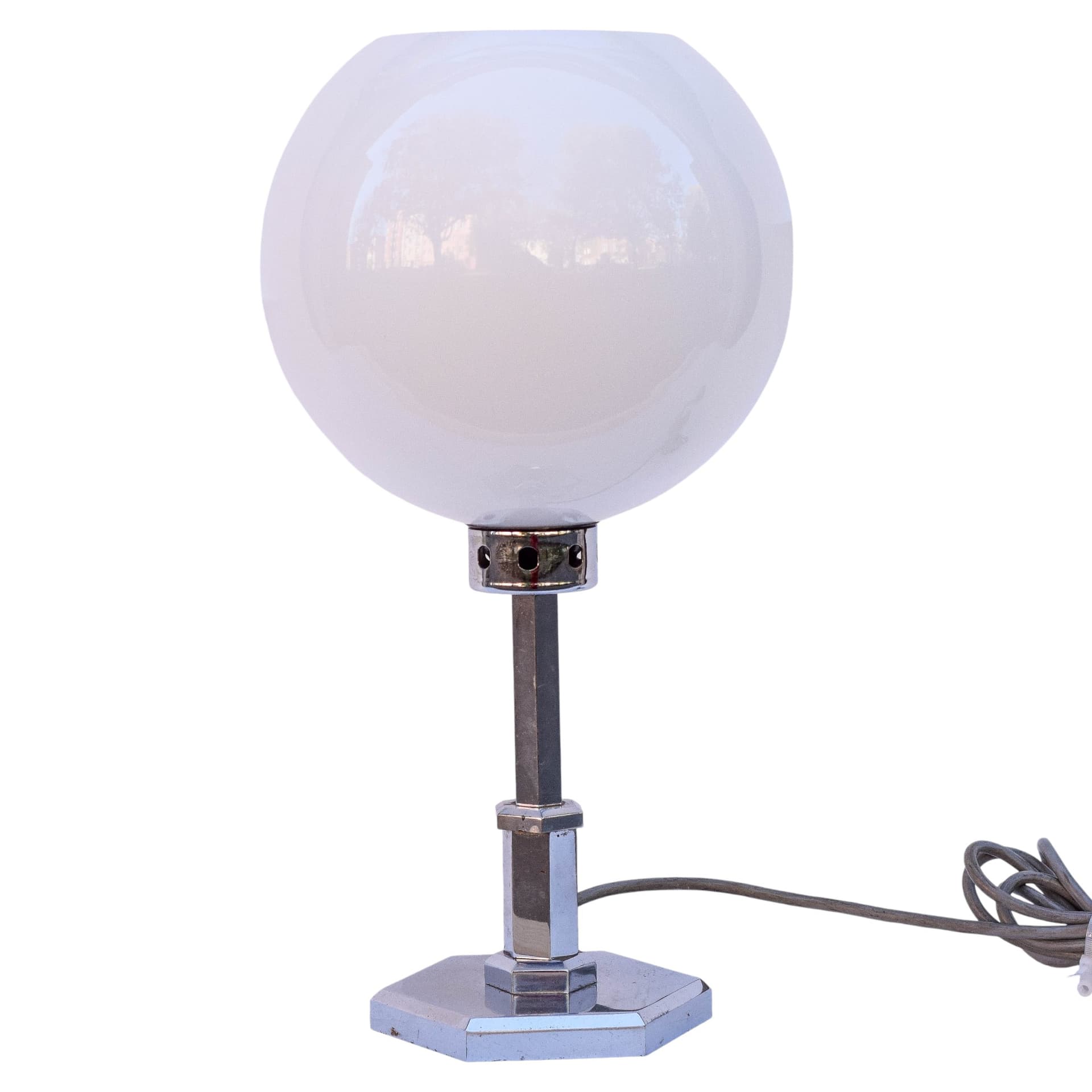 Table Lamp Art Deco, silver chrome metal, 1960s - 169144