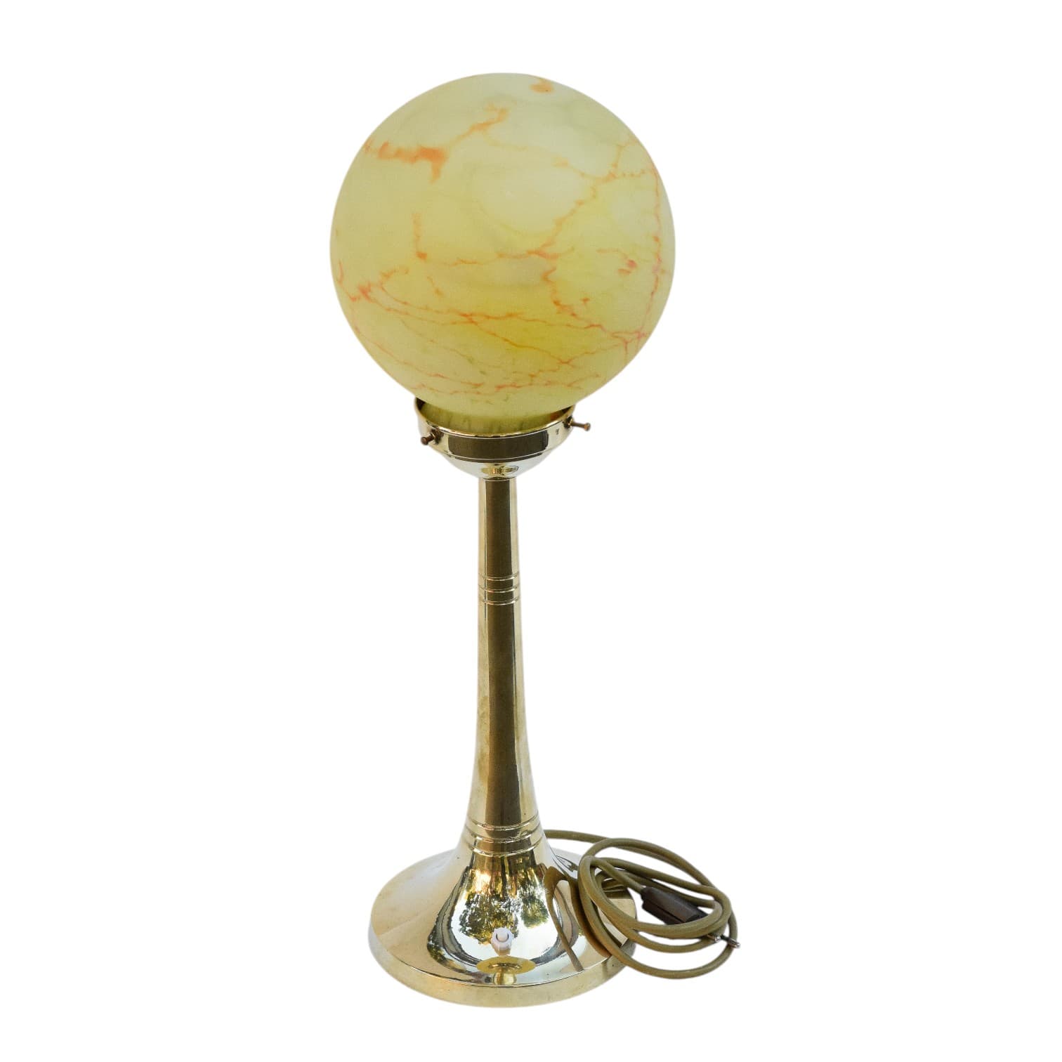 Pair of table lamps Art Deco, yellow, brass, glass, 1920s - 89442