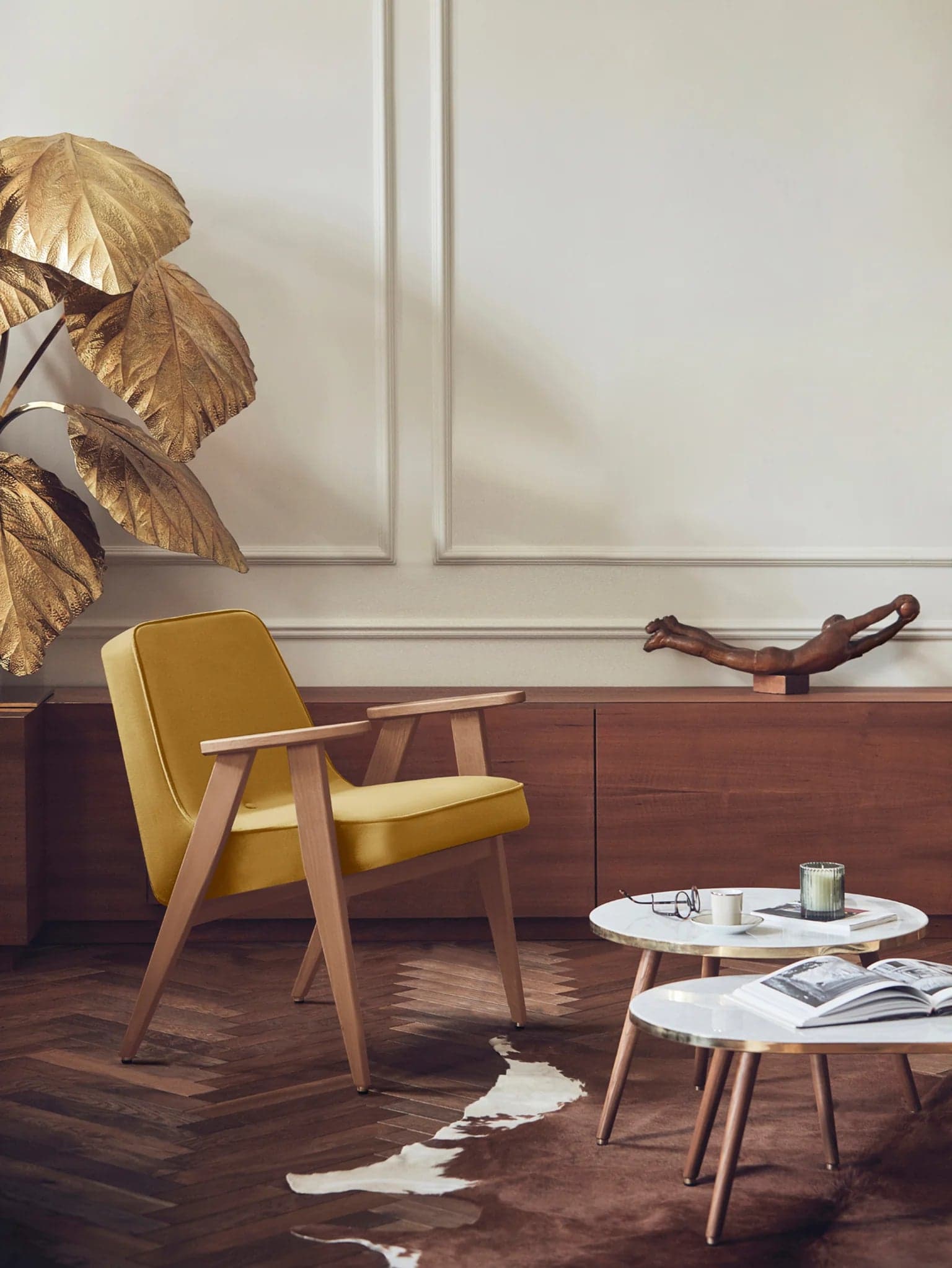 Fotel 366, Marble Orange, dąb 03 Dark, proj. J. Chierowski, 366 Concept - 63709