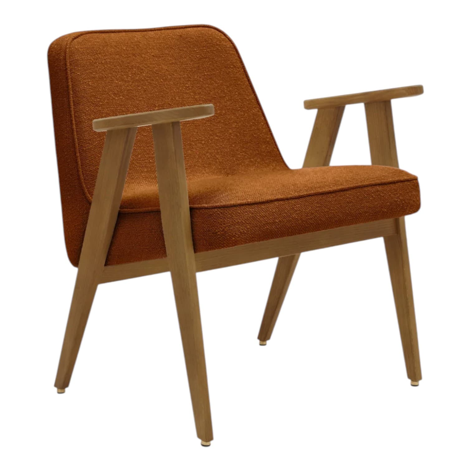 Fotel 366, Boucle Sierra, pomarańczowy, dąb 03 Dark, proj. J. Chierowski, 366 Concept