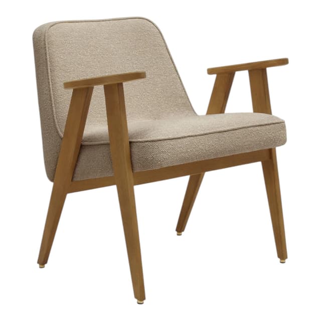 Fotel 366, Boucle Beige, dąb 03 Dark, proj. J. Chierowski, 366 Concept - WYMIARY