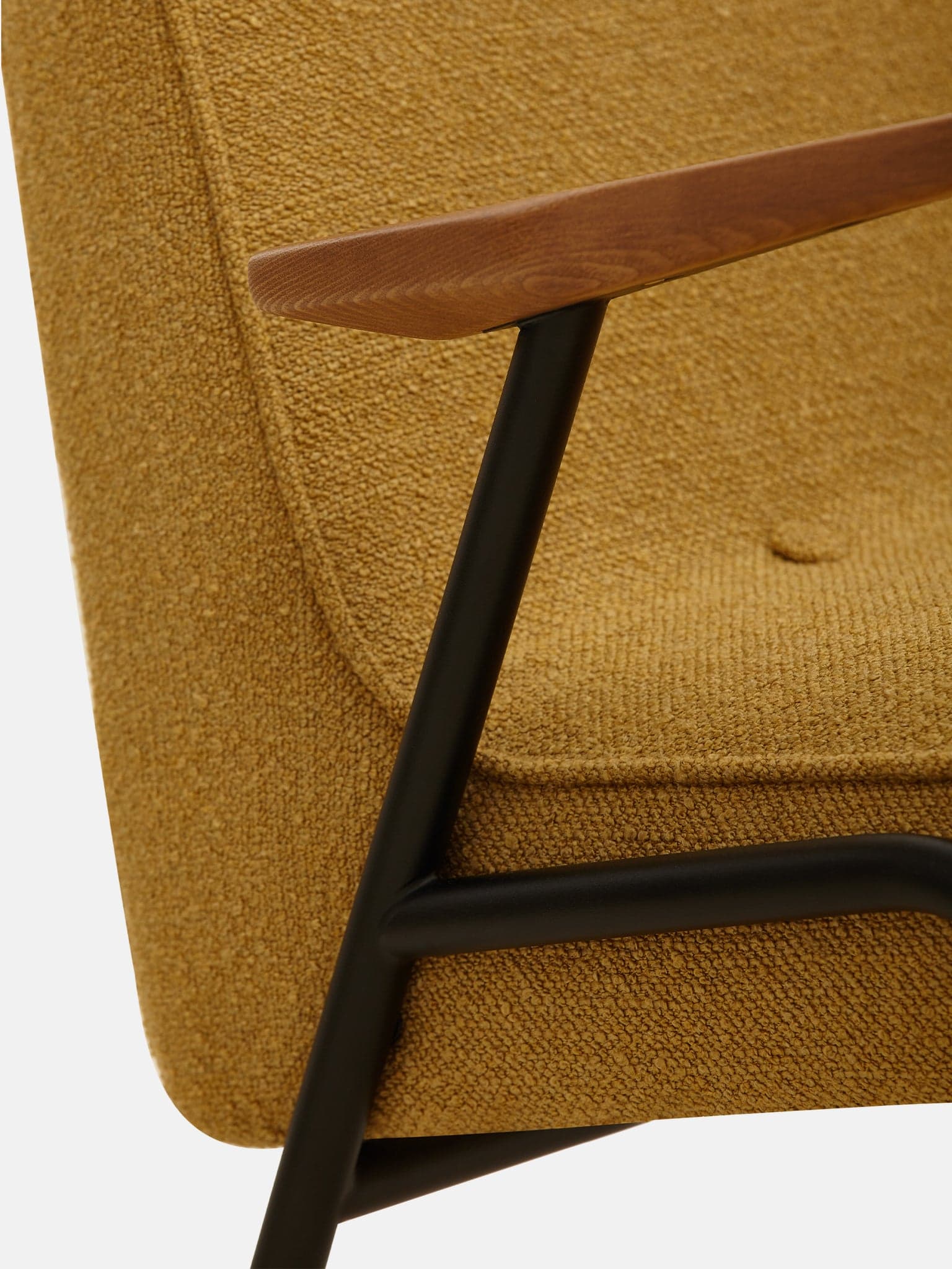 Fotel 366 Metal Boucle Mustard, stal czarna, drewno ciemny, proj. J. Chierowski, 366 Concept - 63840