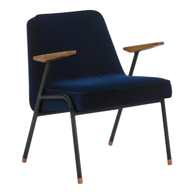 Fotel 366 Metal, Velvet Indigo, stal czarna, proj. J. Chierowski, 366 Concept - WYMIARY