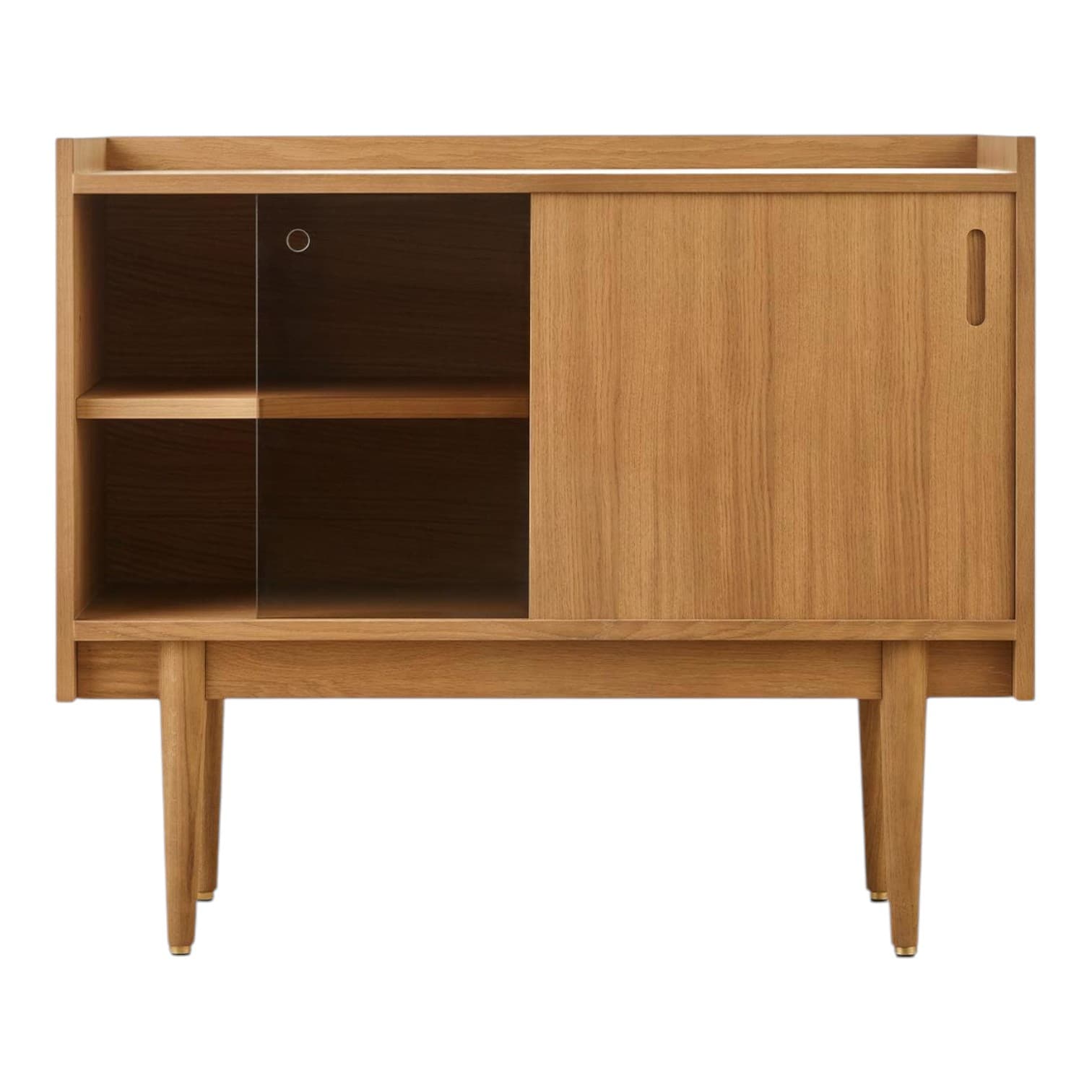 La Petite 1050 Sideboard 100x42x80 cm natural oak brown glass, 366 Concept