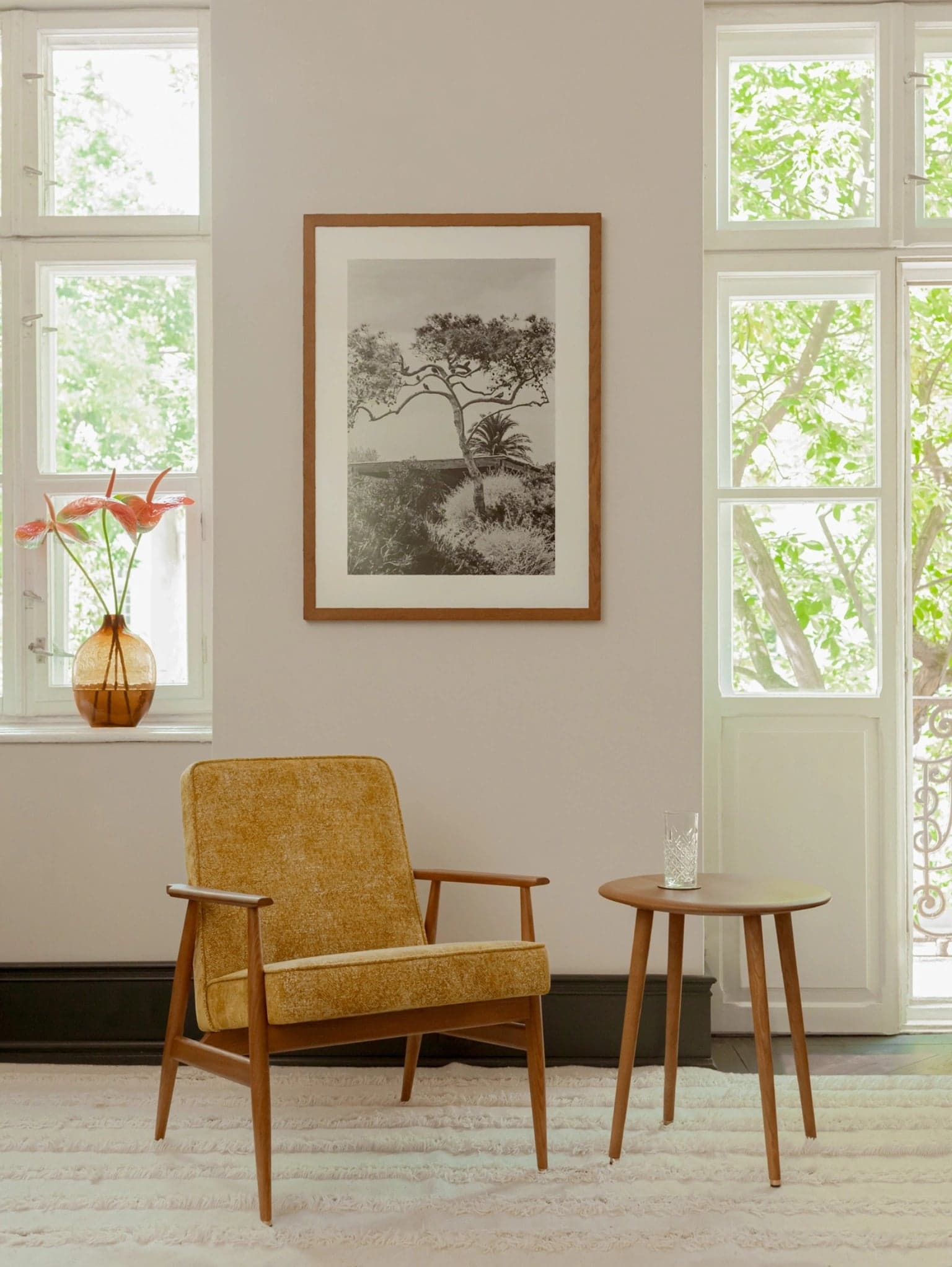 Fox Armchair 62x73x78 cm velvet blue ash, mid-century modern, unbranded - 64074