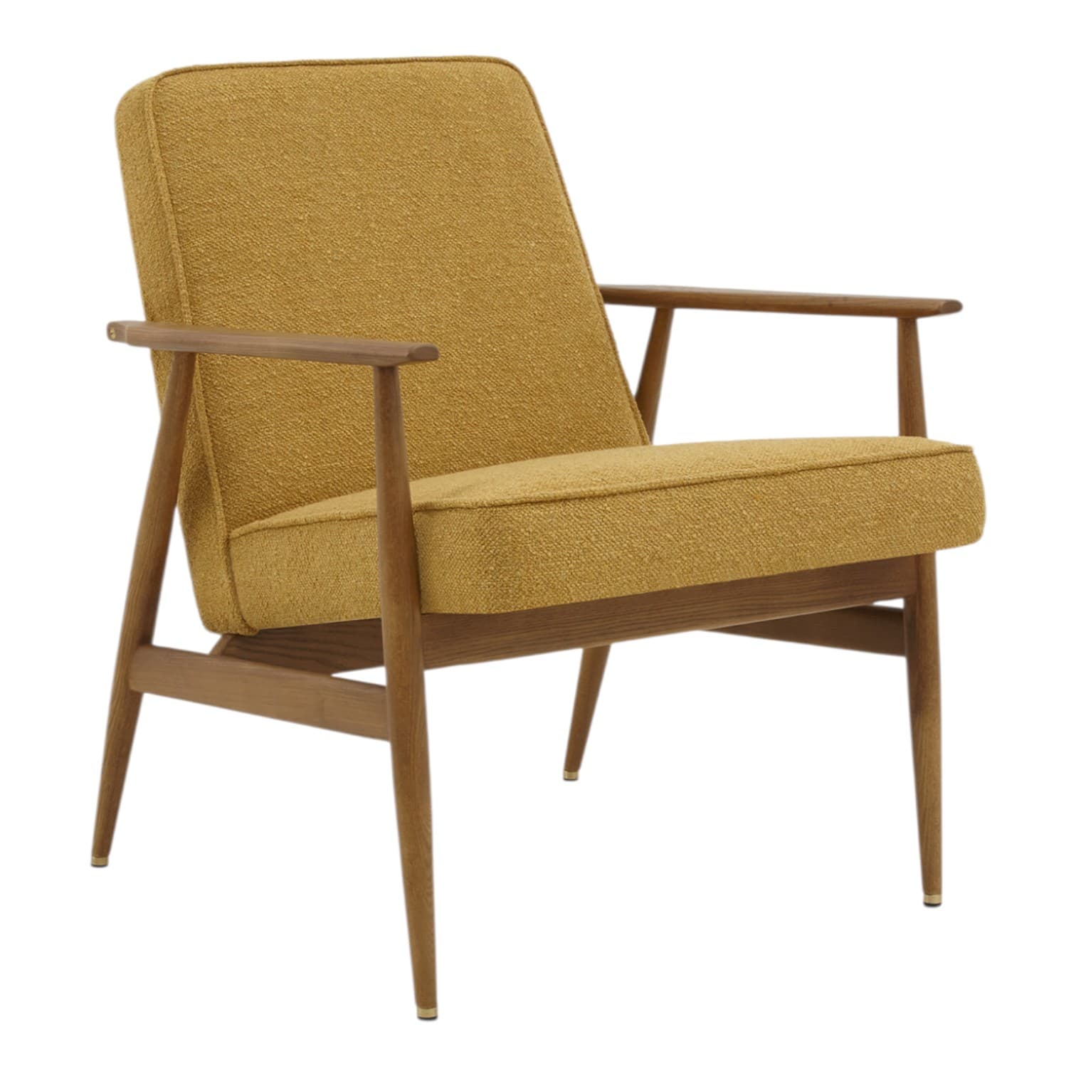 Fox Armchair 62x73x78 cm ash wood mustard boucle fabric, mid-century modern, 366 Concept