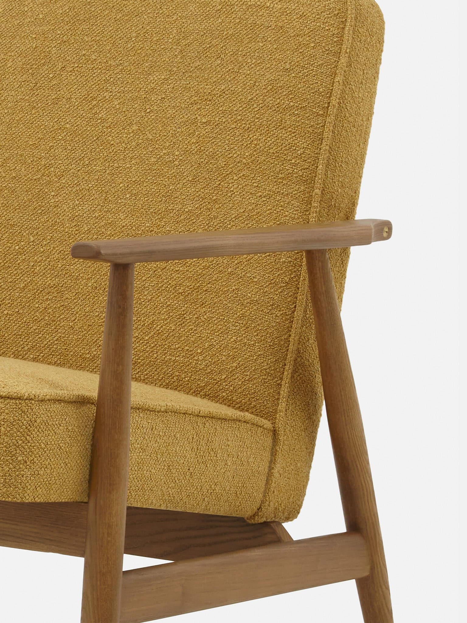 Fox Armchair 62x73x78 cm ash wood mustard boucle fabric, mid-century modern, 366 Concept - 64129