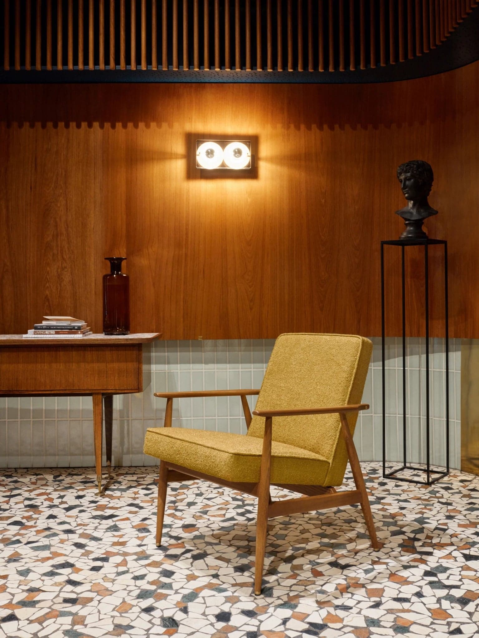 Fox Armchair 62x73x78 cm ash wood mustard boucle fabric, mid-century modern, 366 Concept - 64131