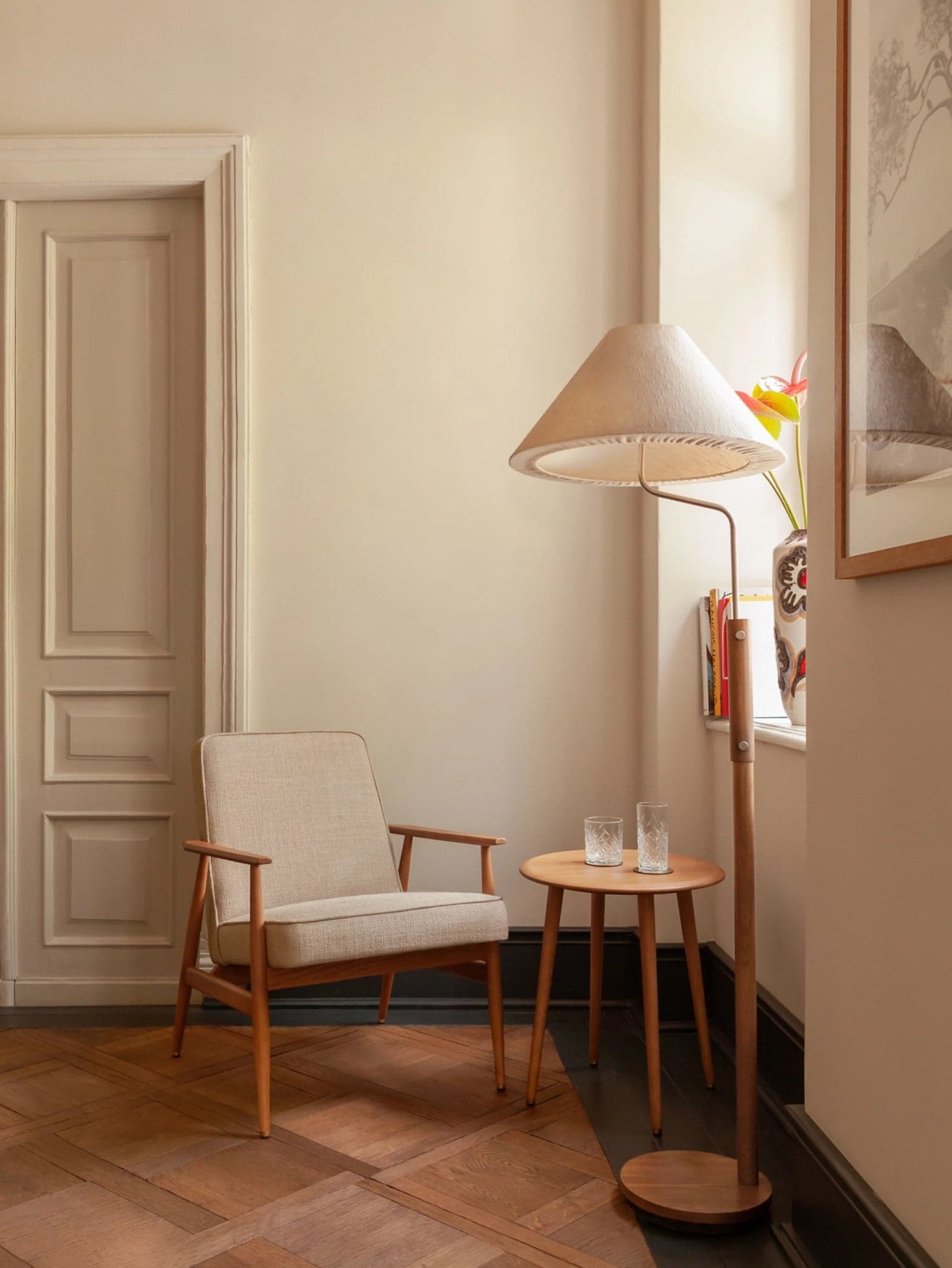 Fotel Fox, Boucle Sierra, pomarańczowy, jesion 03 Dark, 366 Concept - 64138