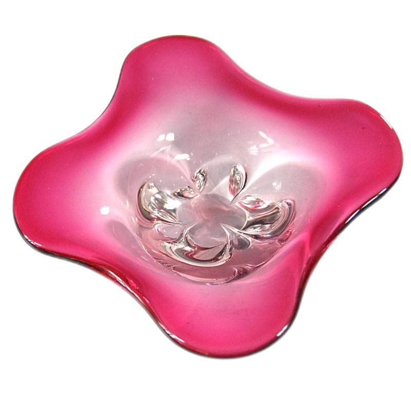 Różowa szklana patera, Orrefors, Szwecja, lata 60. - 5499