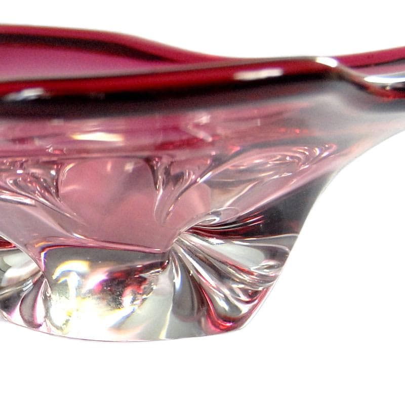 Różowa szklana patera, Orrefors, Szwecja, lata 60. - 5496