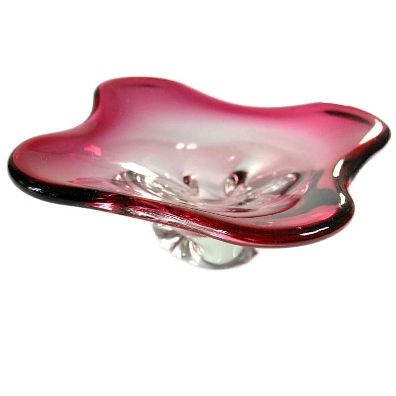 Różowa szklana patera, Orrefors, Szwecja, lata 60. - 5498