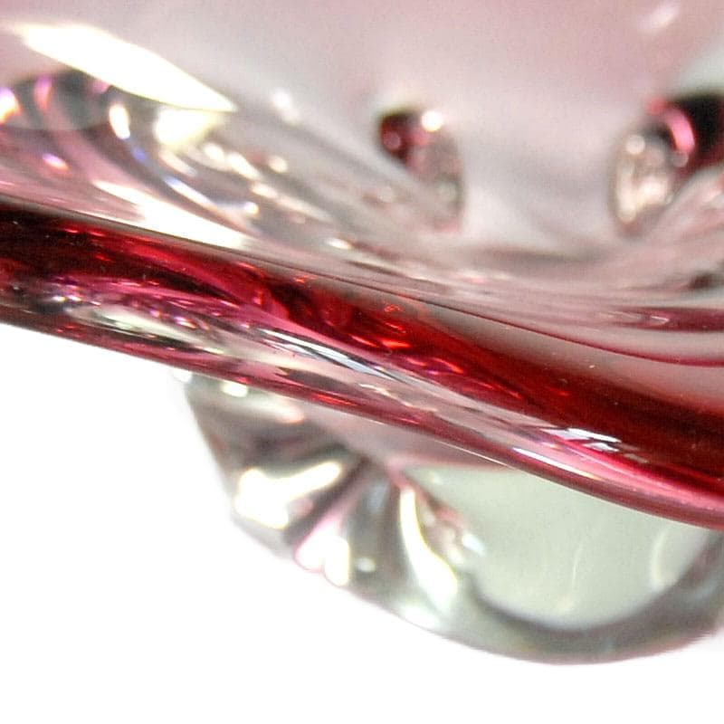 Różowa szklana patera, Orrefors, Szwecja, lata 60. - 5501