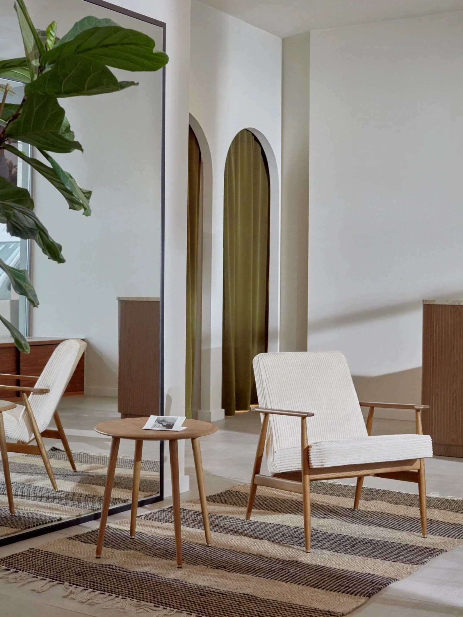 Fox Armchair 62x78x73 cm ash wood, Marble White fabric, mid-century modern - 64204