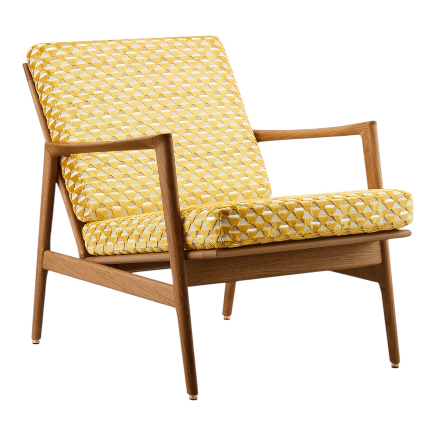 Stefan Armchair 70x79x76 cm oak, Uroko Moutarde yellow fabric, Casamance