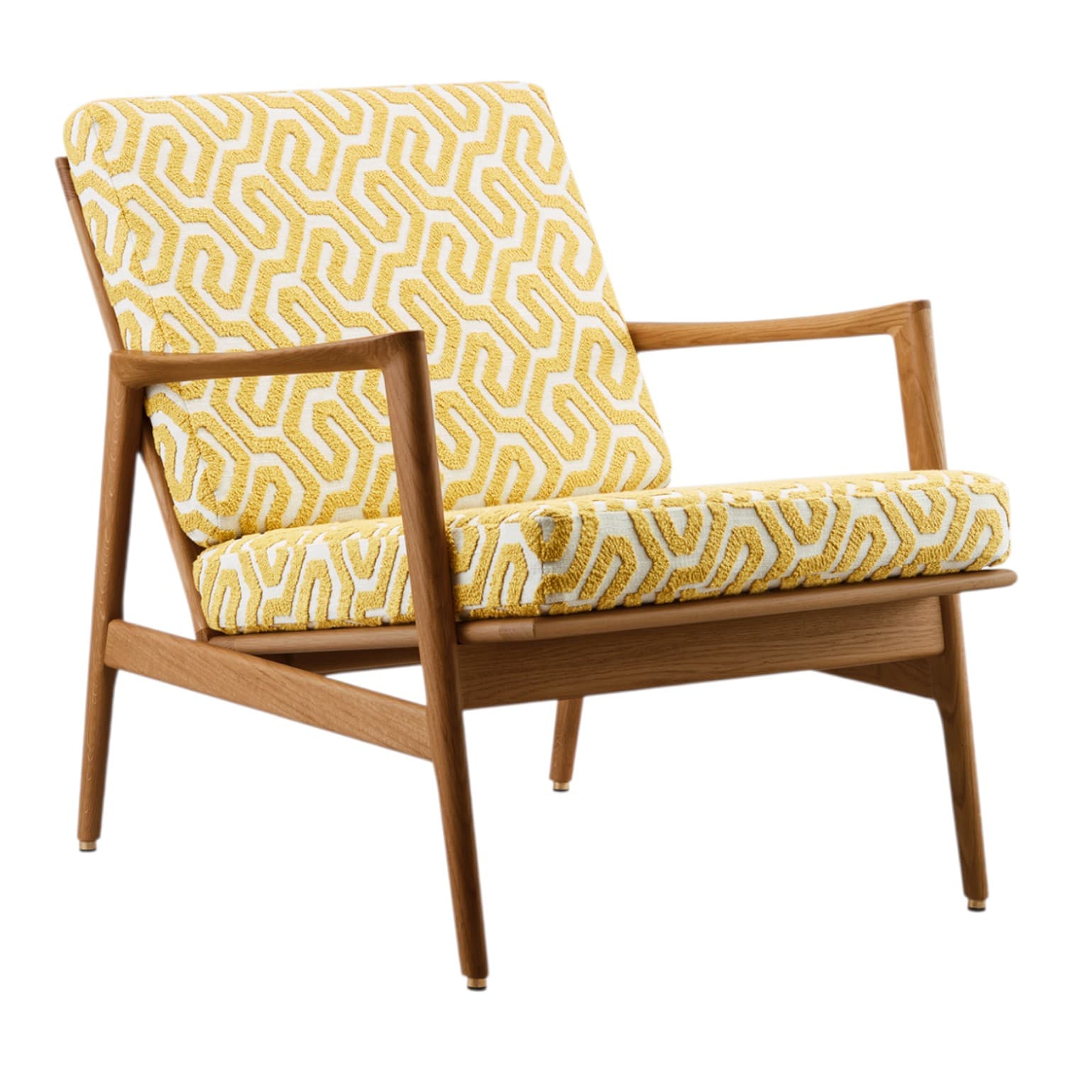 Stefan armchair 70x79x76 cm oak fabric mustard white, mid-century modern, no brand