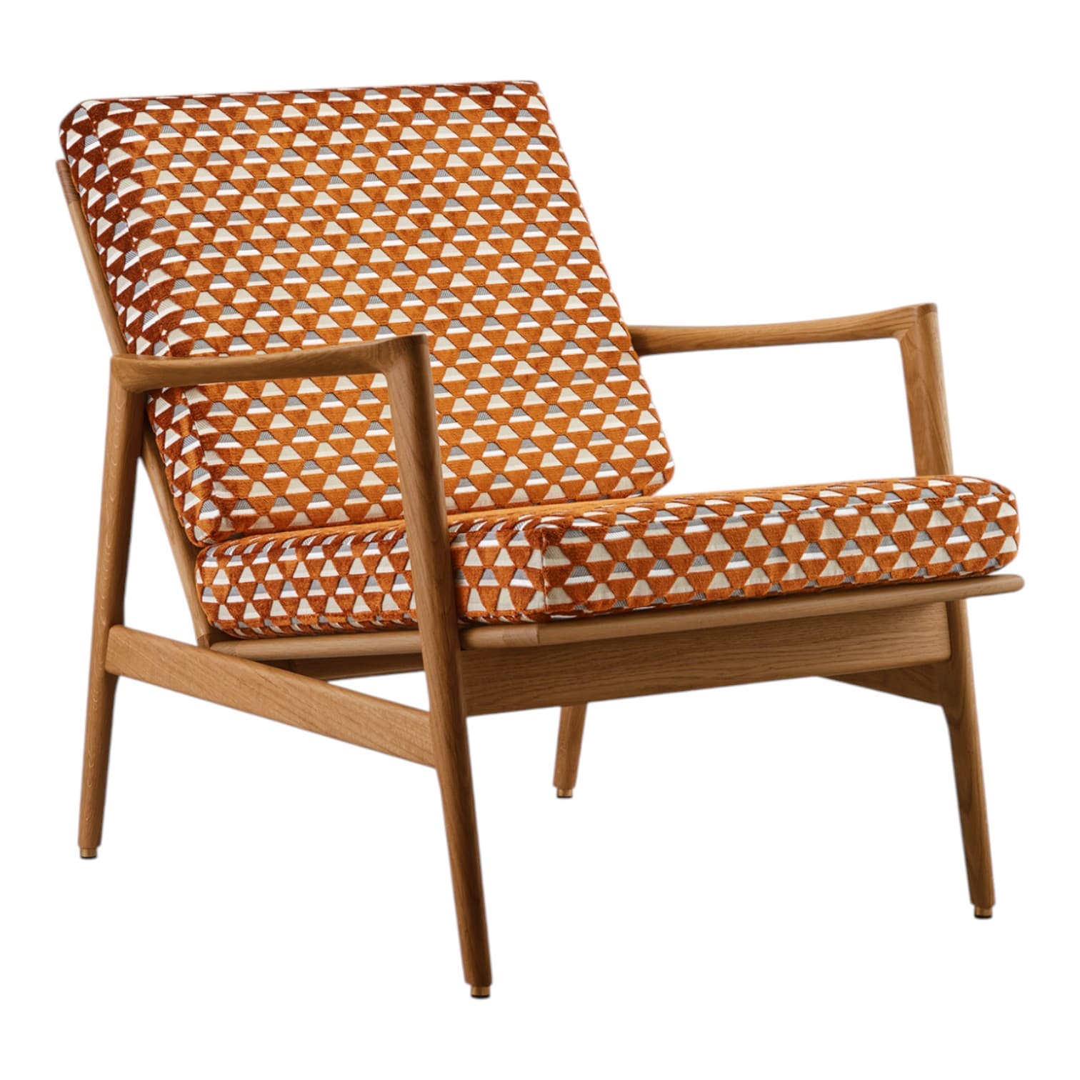Stefan Armchair 70x79x76 cm oak Casamance Uroko Roux fabric orange, ,