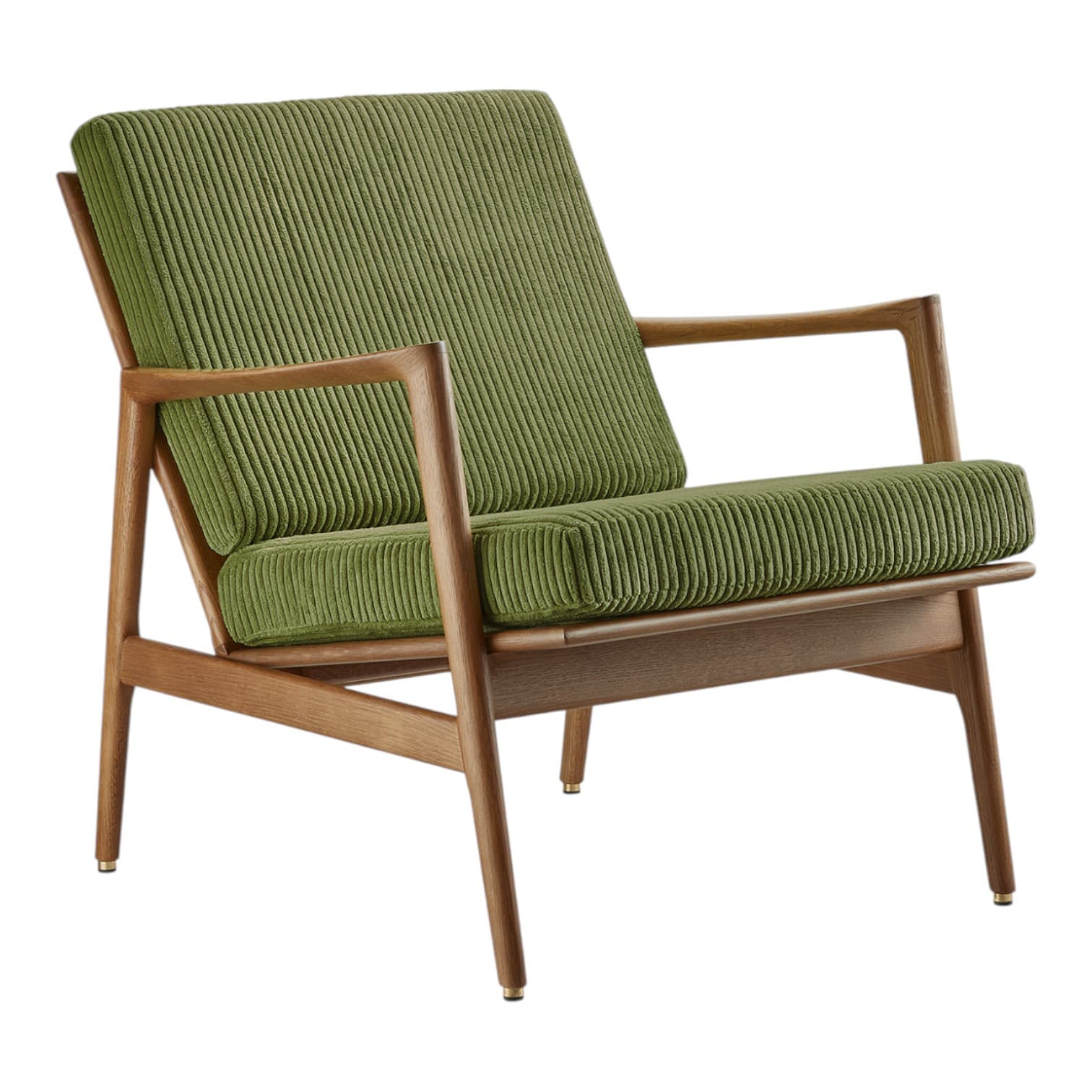 Stefan Armchair 70x79x76 cm olive corduroy, oak, Cord Grass – 03 Dark
