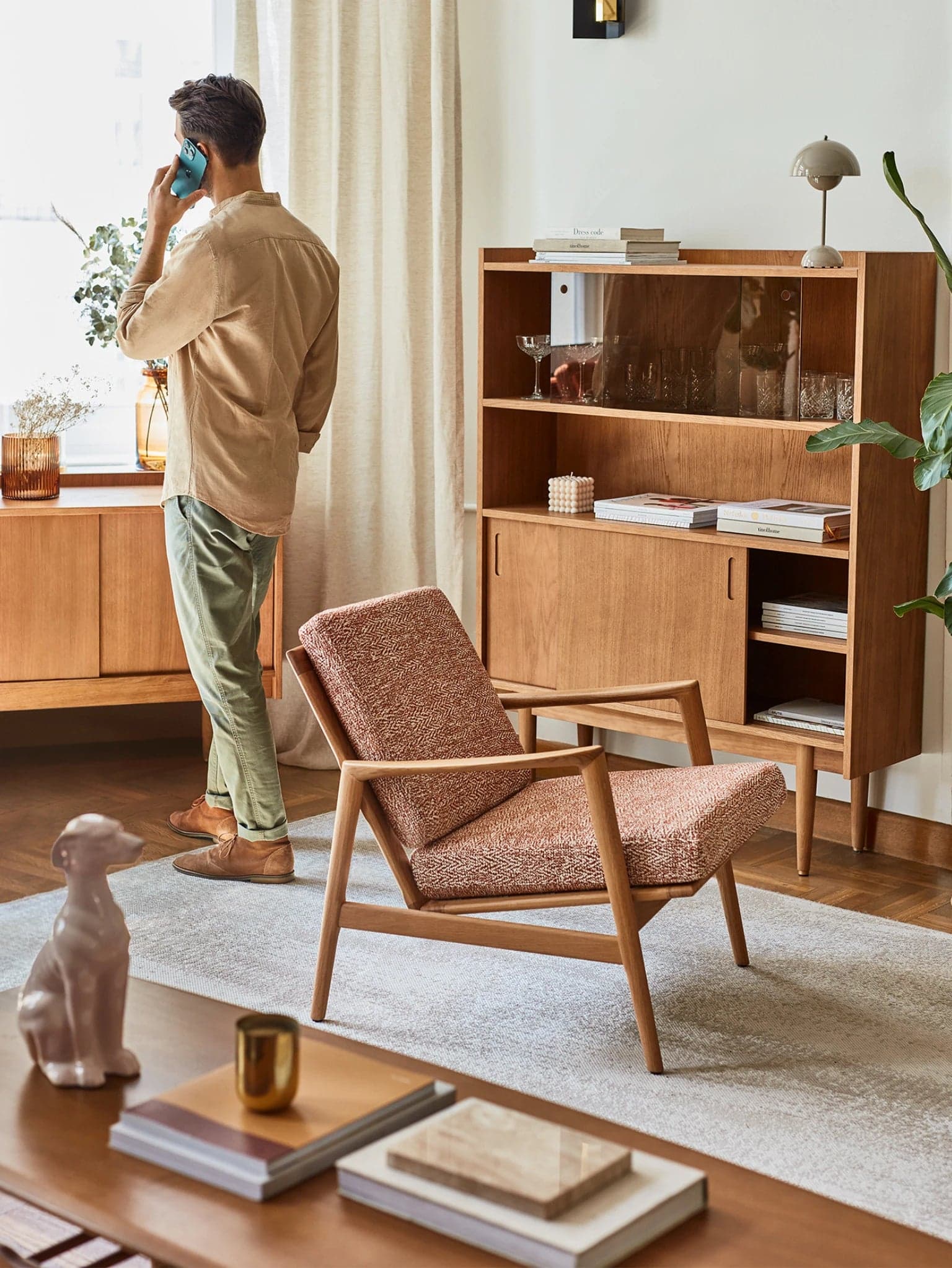 Stefan Armchair 70x79x76 cm oak red Braid Sierra fabric, , - 64422