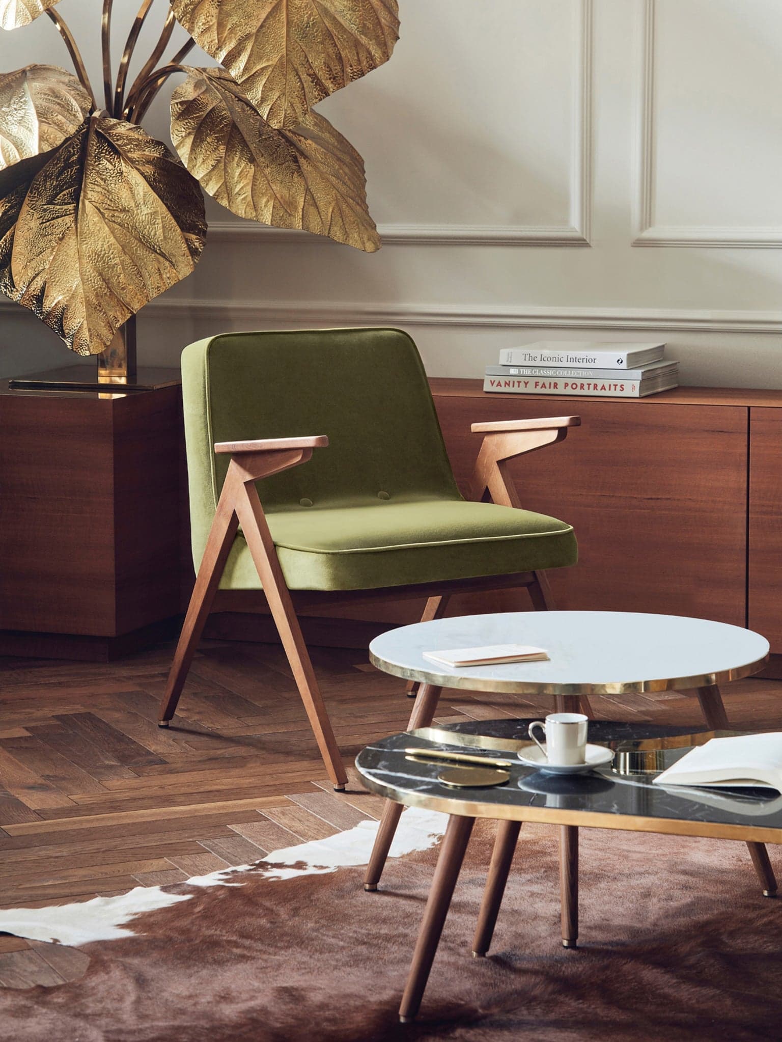 Bunny Armchair 66x66x73 cm red oak velvet fabric, by Józef Chierowski, 366 Concept - 64441