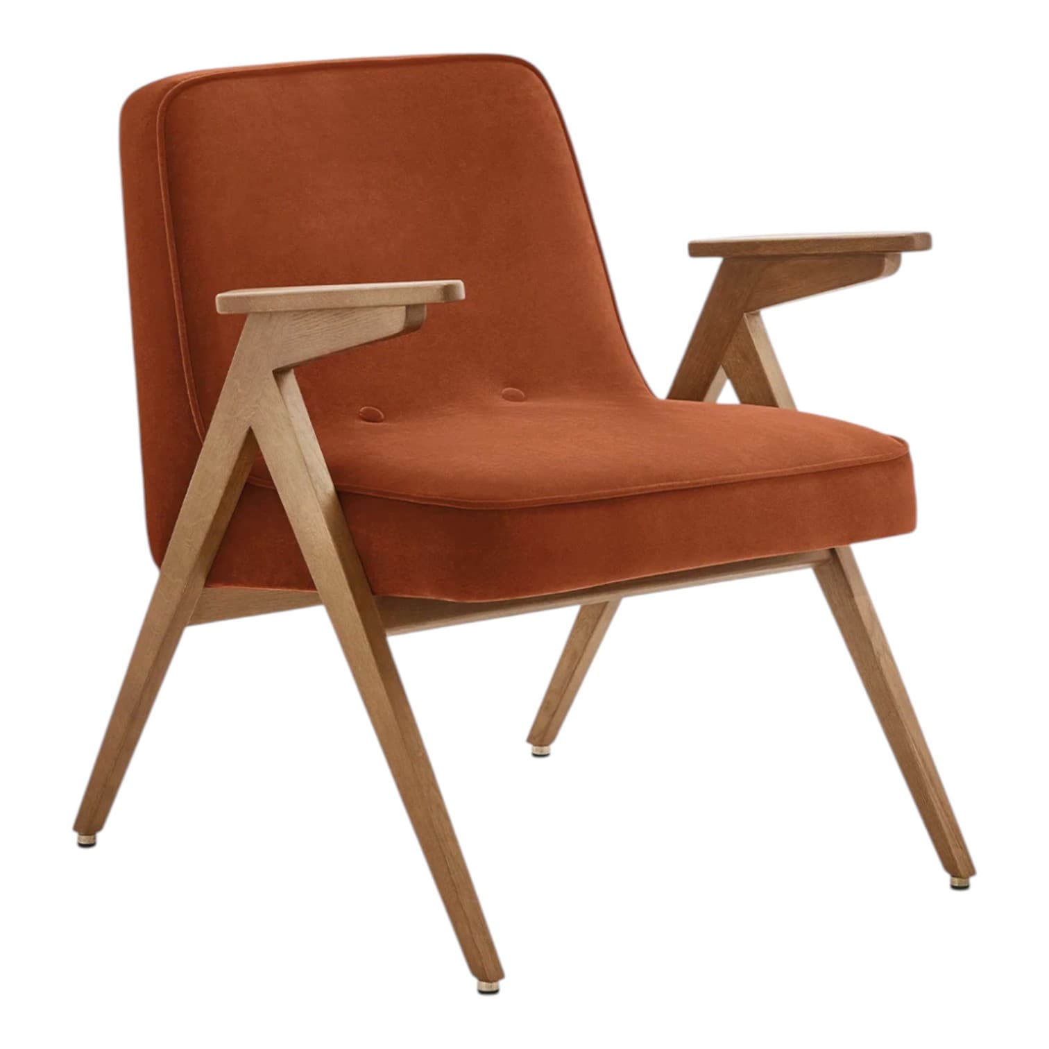 Bunny Armchair 66x66x73 cm red oak velvet fabric, by Józef Chierowski, 366 Concept