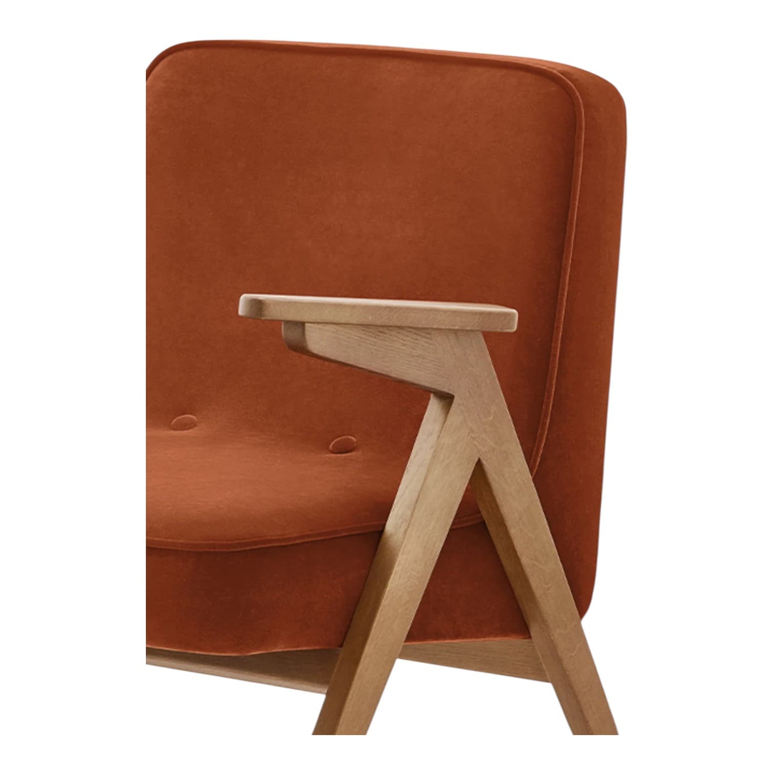 Bunny Armchair 66x66x73 cm red oak velvet fabric, by Józef Chierowski, 366 Concept - 64443