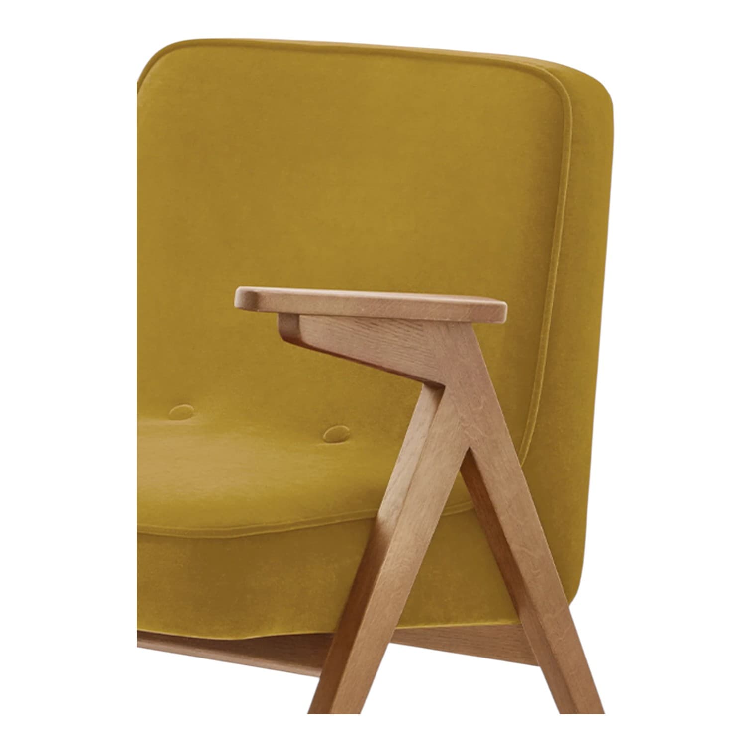 Bunny Armchair 66x66x73 cm oak, Shine Velvet fabric mustard, by Józef Chierowski - 64448