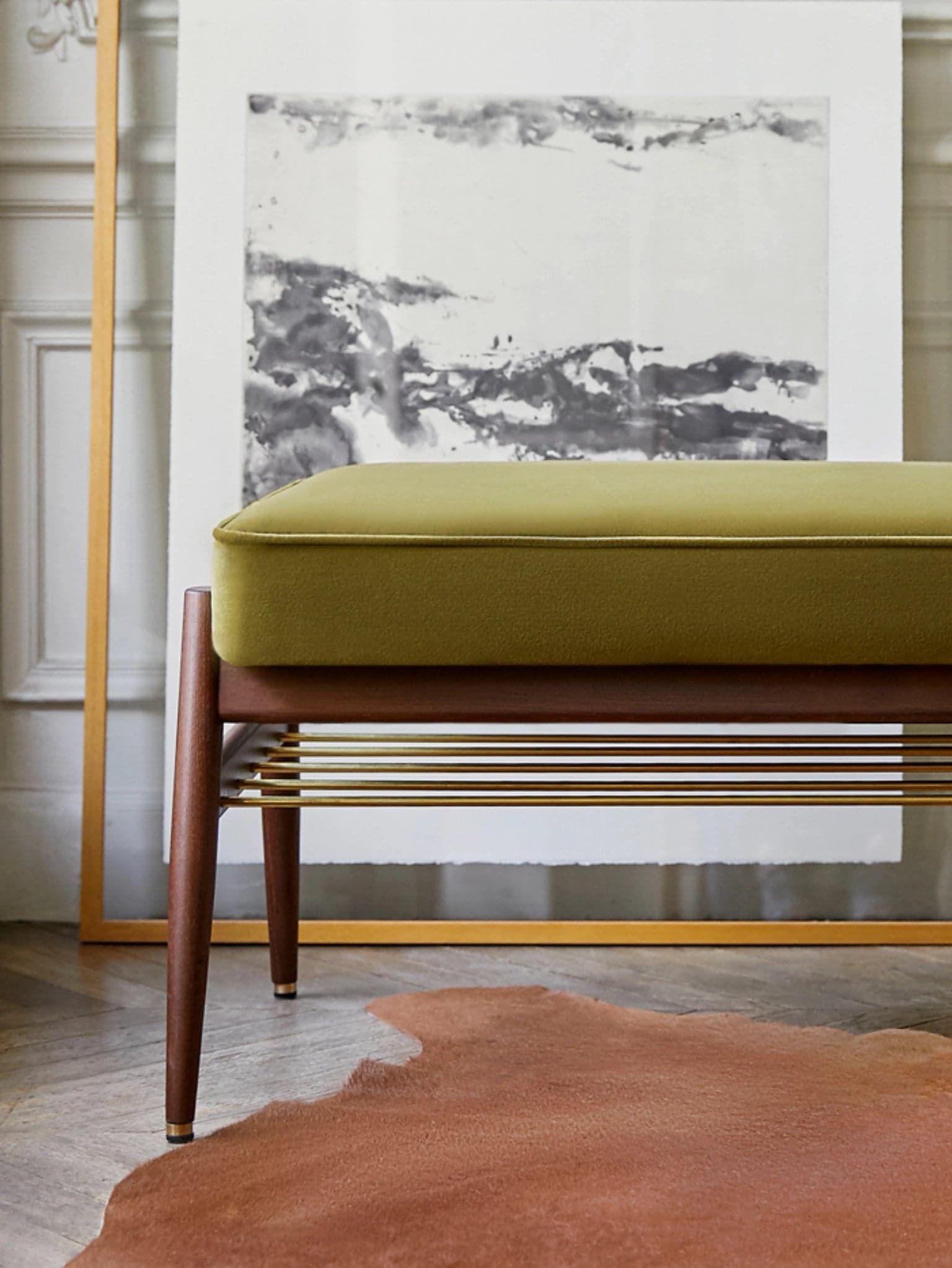 Ławka Fox 90, Boucle Mustard, jesion 03 Dark, 366 Concept - 64463