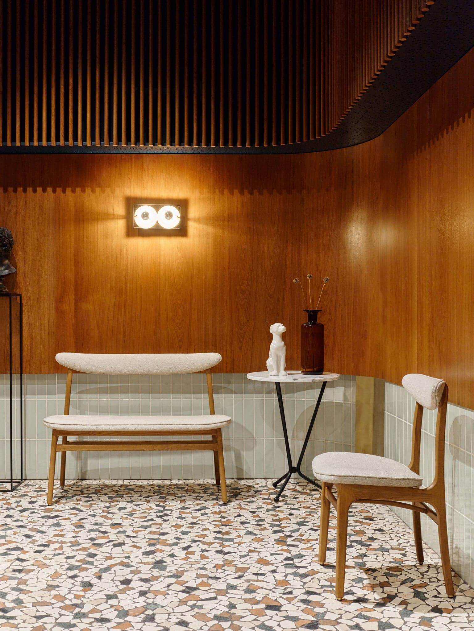 Ławka 200-190 Boucle Beige, jesion 03 Dark, 366 Concept - 64496