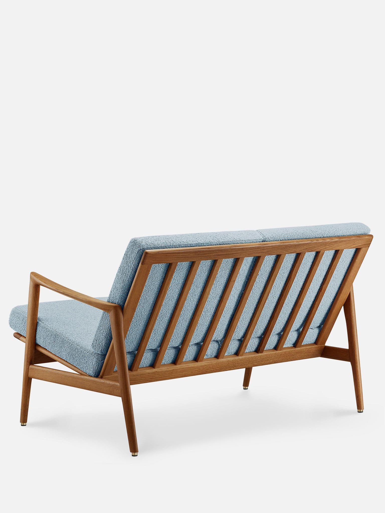 Sofa dwuosobowa Stefan, Boucle niebieski 03 Dark, dąb, 366 Concept - 64770