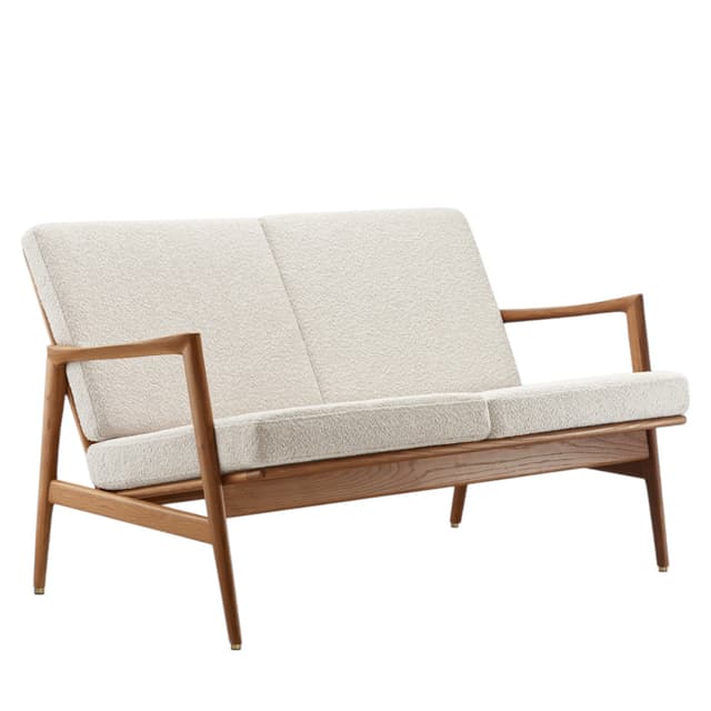 Sofa dwuosobowa Stefan, Boucle Creme, dąb 03 Dark, 366 Concept - WYMIARY