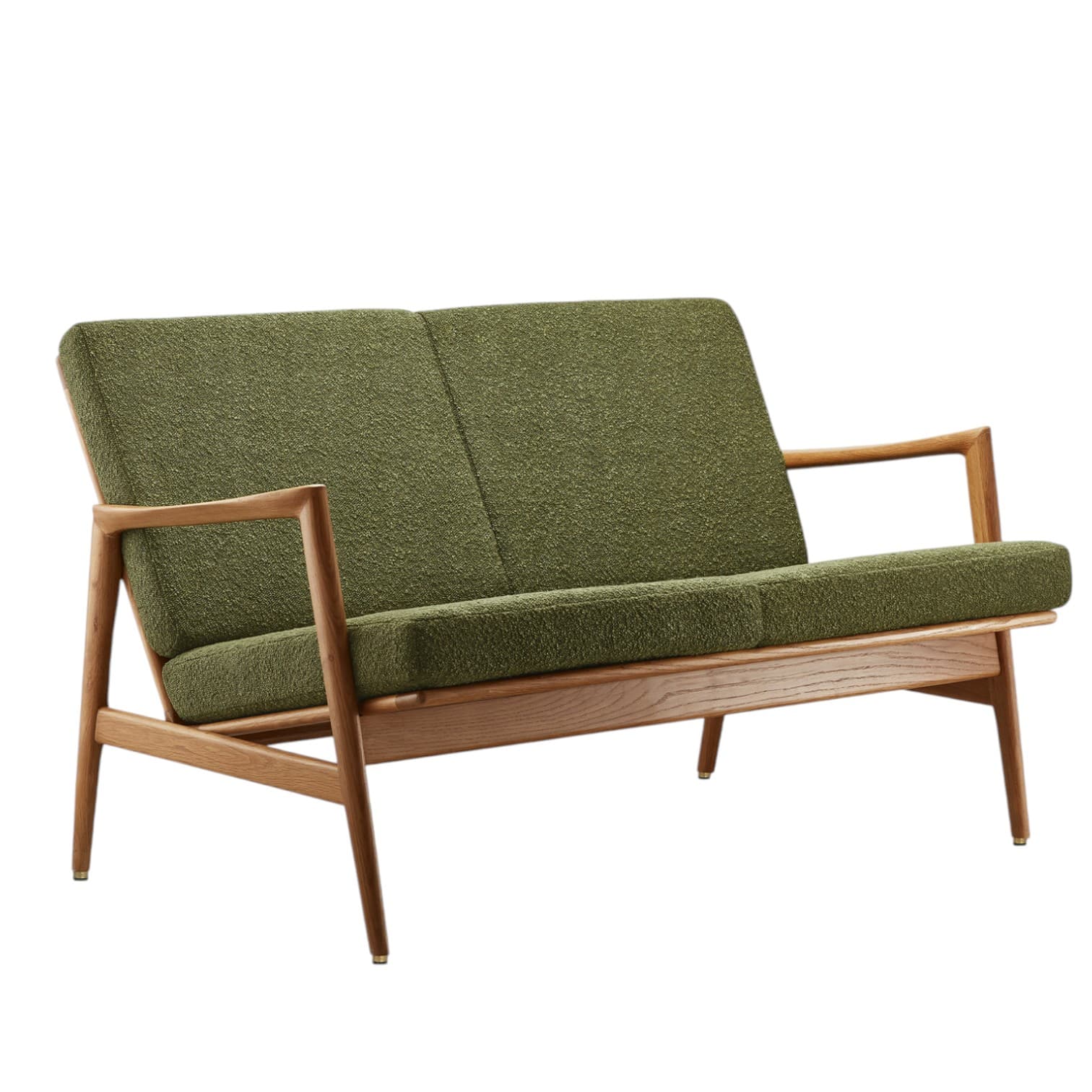 Sofa dwuosobowa Stefan, Boucle Olive 03 Dark, dąb, 366 Concept