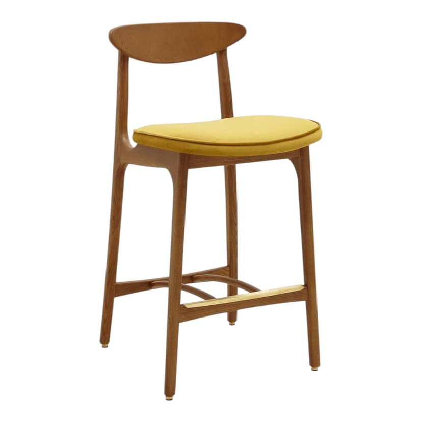 Krzesło barowe 200-190 S/65 Mix, Shine Velvet Mustard, velvet żółty, jesion, 366 Concept