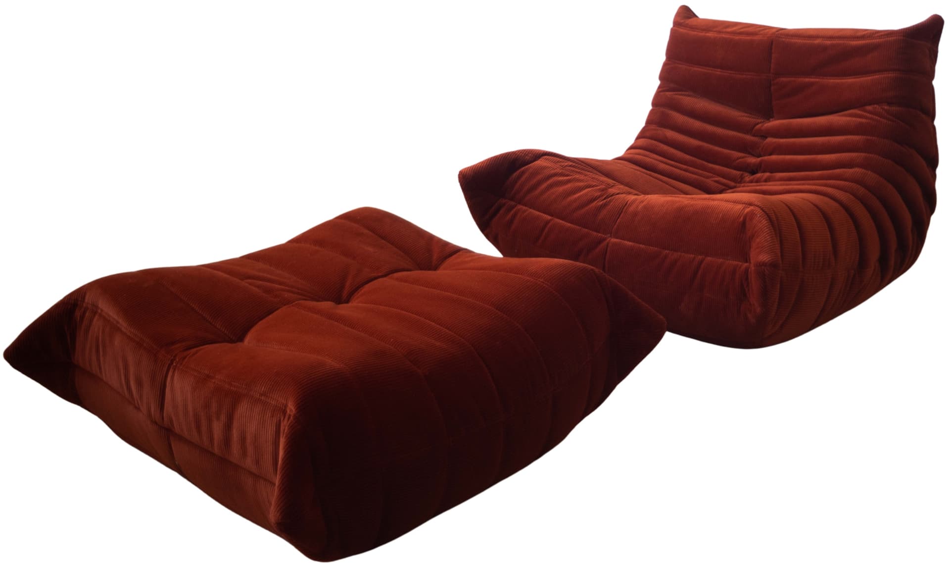 Fotel wypoczynkowy Togo z podnóżkiem, sztruks piaskowy brąz