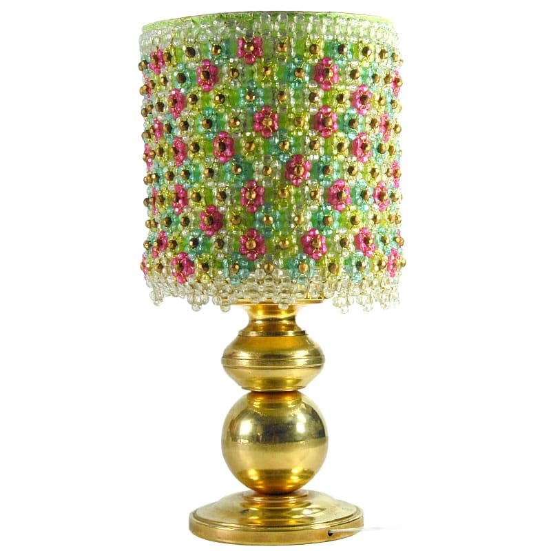 Złota lampa stołowa, eklektyczna, lata 70.