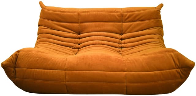 Sofa Togo dwuosobowa, cord złoty nawłociowy - WYMIARY