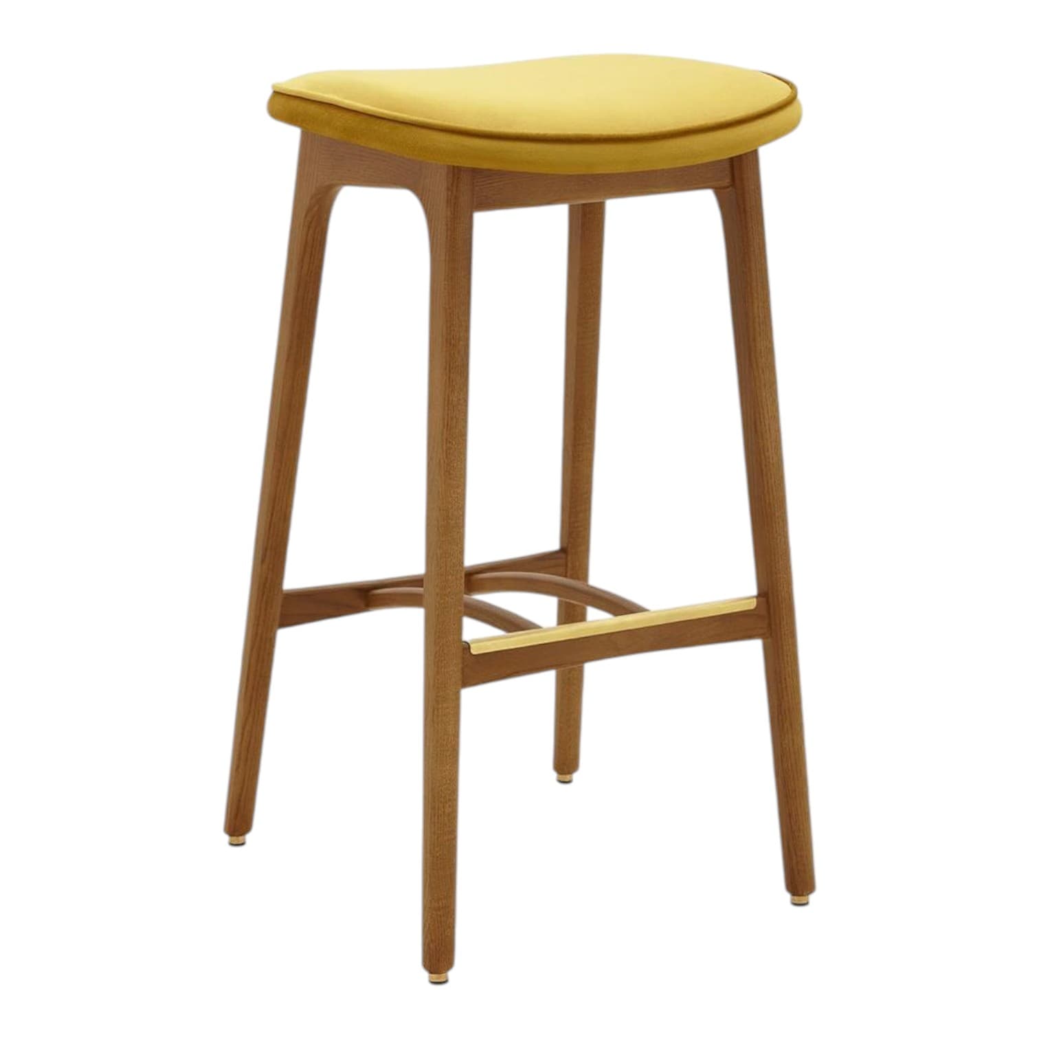 Stołek barowy 200-190 M/75 Shine Velvet, velvet musztardowy, jesion 03 Dark, 366 Concept