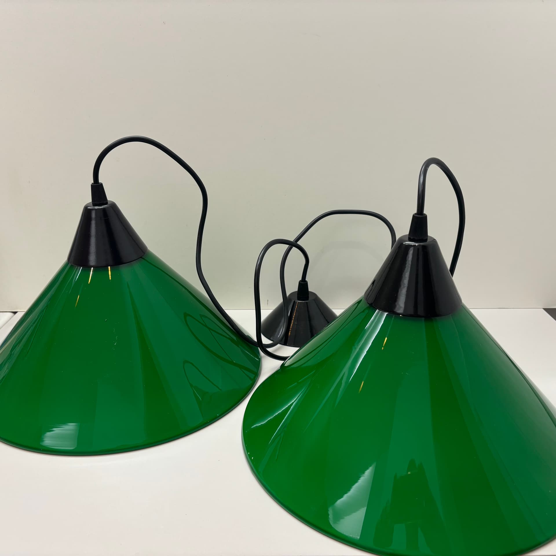 Pair of pendant lamps, green glass, Germany, 1980s. - 65044