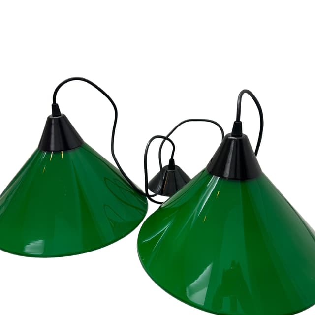 Pair of pendant lamps, green glass, Germany, 1980s. - DIMENSION
