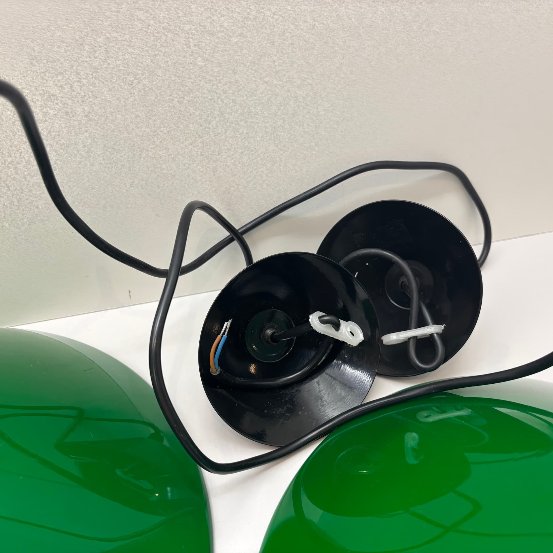 Pair of pendant lamps, green glass, Germany, 1980s. - 65050